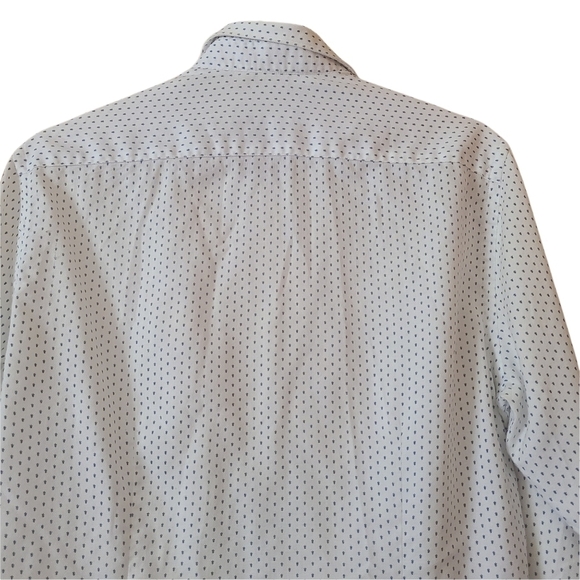 Zara Man long-sleeved white  blue bug slim fit buttoned up shirt - Picture 12 of 14